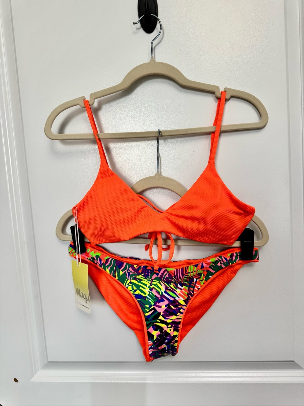 NWT Maaji reversible orange/neon bikini set size M
